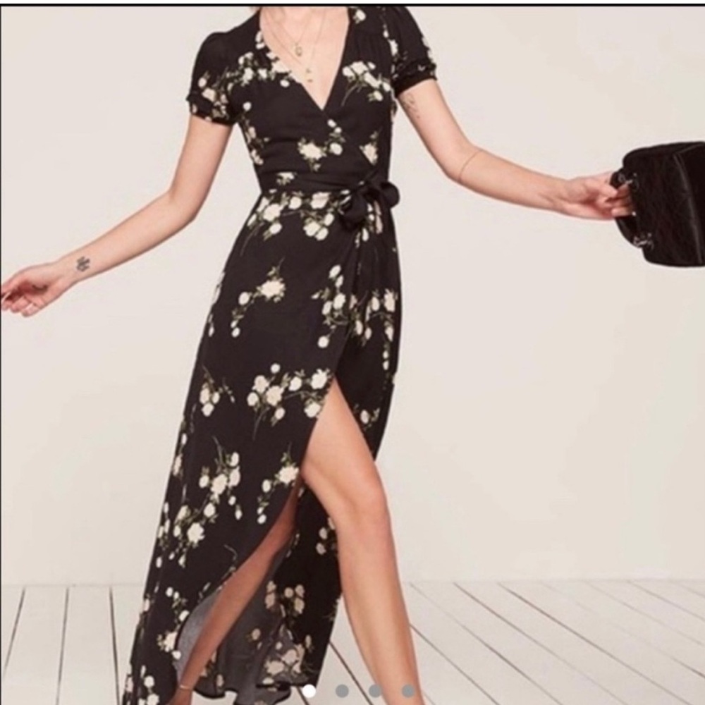 Reformation Black Floral High Low Dress - Picture 5 of 6